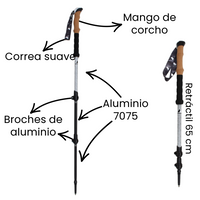 Thumbnail for Bastones de Senderismo Telescópico Ajustable 100-135cm - 1 Par