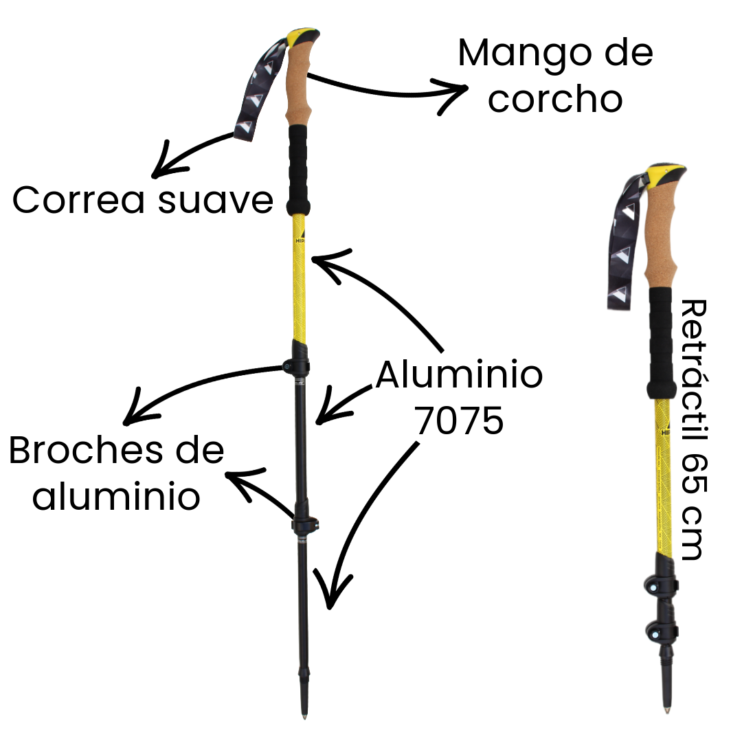 Bastones de Senderismo Telescópico Ajustable 100-135cm - 1 Par