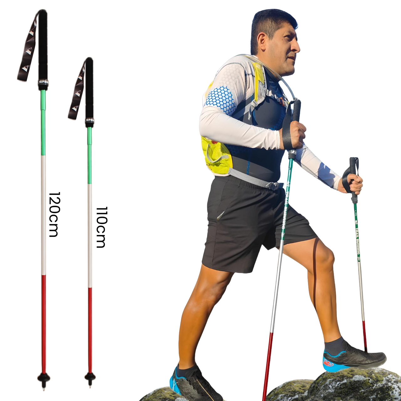 Bastones para Correr en Montaña Trail Running Tricolor México Plegables  - 1 Par